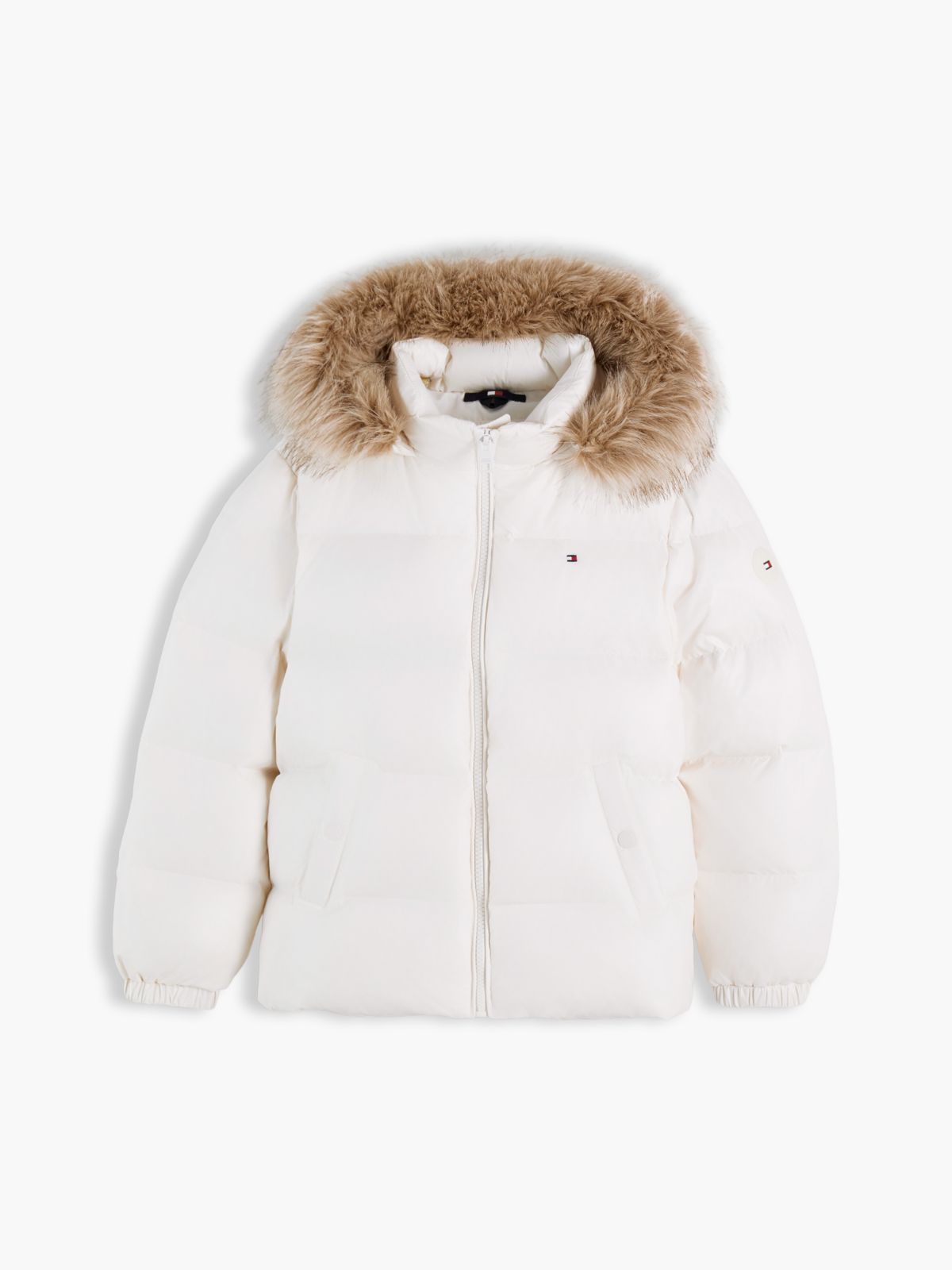 Essential Faux Fur Trim Down Jacket — White