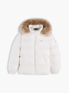 Essential Faux Fur Trim Down Jacket — White 6