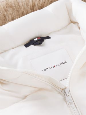 doudoune essential avec bordure en fausse fourrure blanc pour filles tommy hilfiger