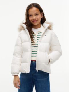 Essential Faux Fur Trim Down Jacket — White 1