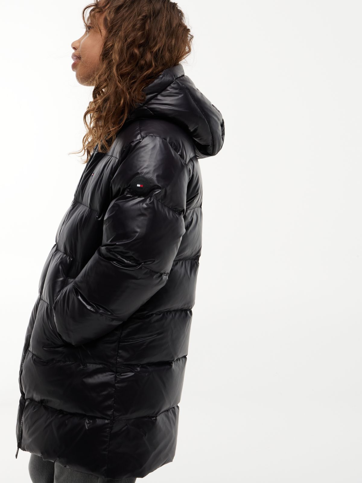 Essential Longline Faux Fur Down Jacket — Black