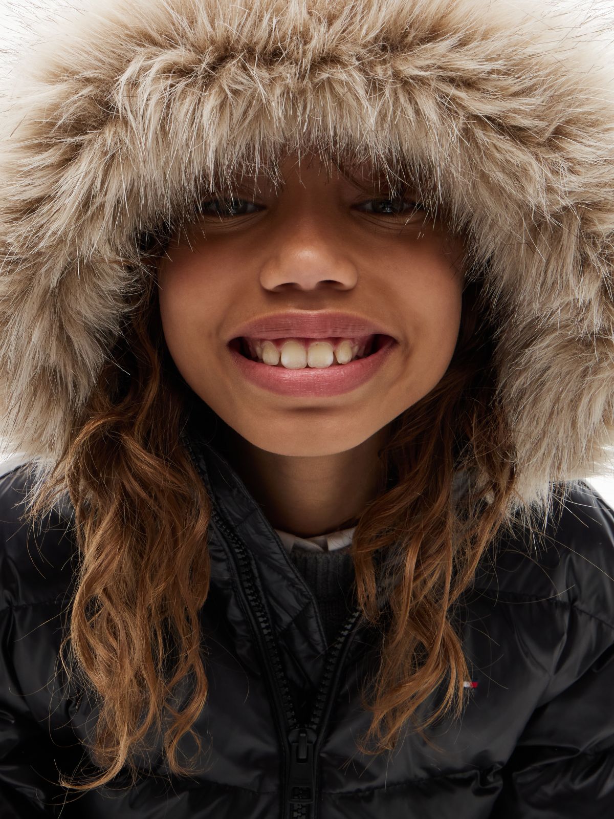 Essential Longline Faux Fur Down Jacket — Black
