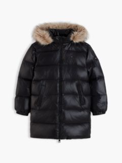 Essential Longline Faux Fur Down Jacket — Black 5