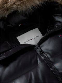 Essential Longline Faux Fur Down Jacket — Black 6