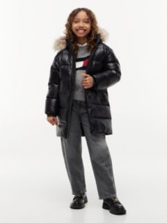 Essential Longline Faux Fur Down Jacket — Black 1