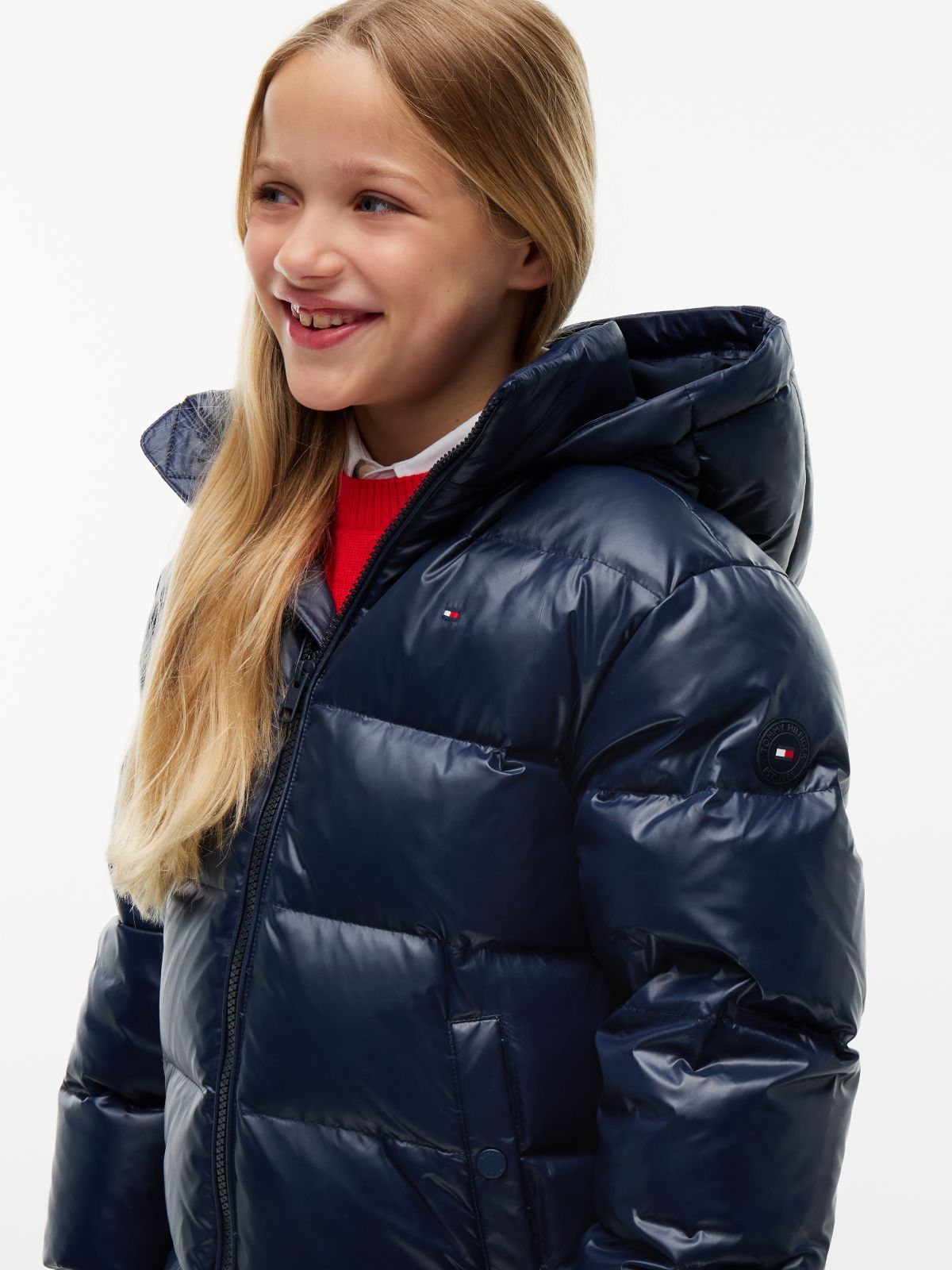 Essential Longline Faux Fur Down Jacket — Blue