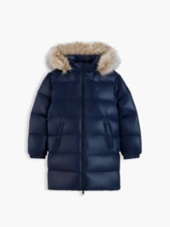 Essential Longline Faux Fur Down Jacket — Blue 5