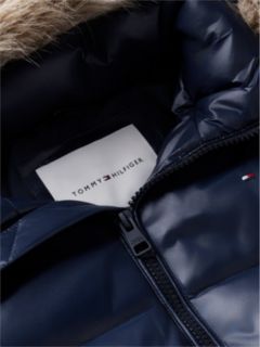 Essential Longline Faux Fur Down Jacket — Blue 6