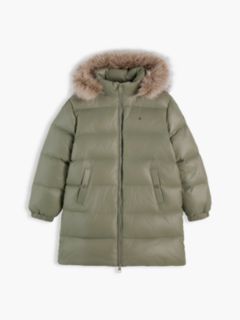 Essential Longline Faux Fur Down Jacket — Green 5