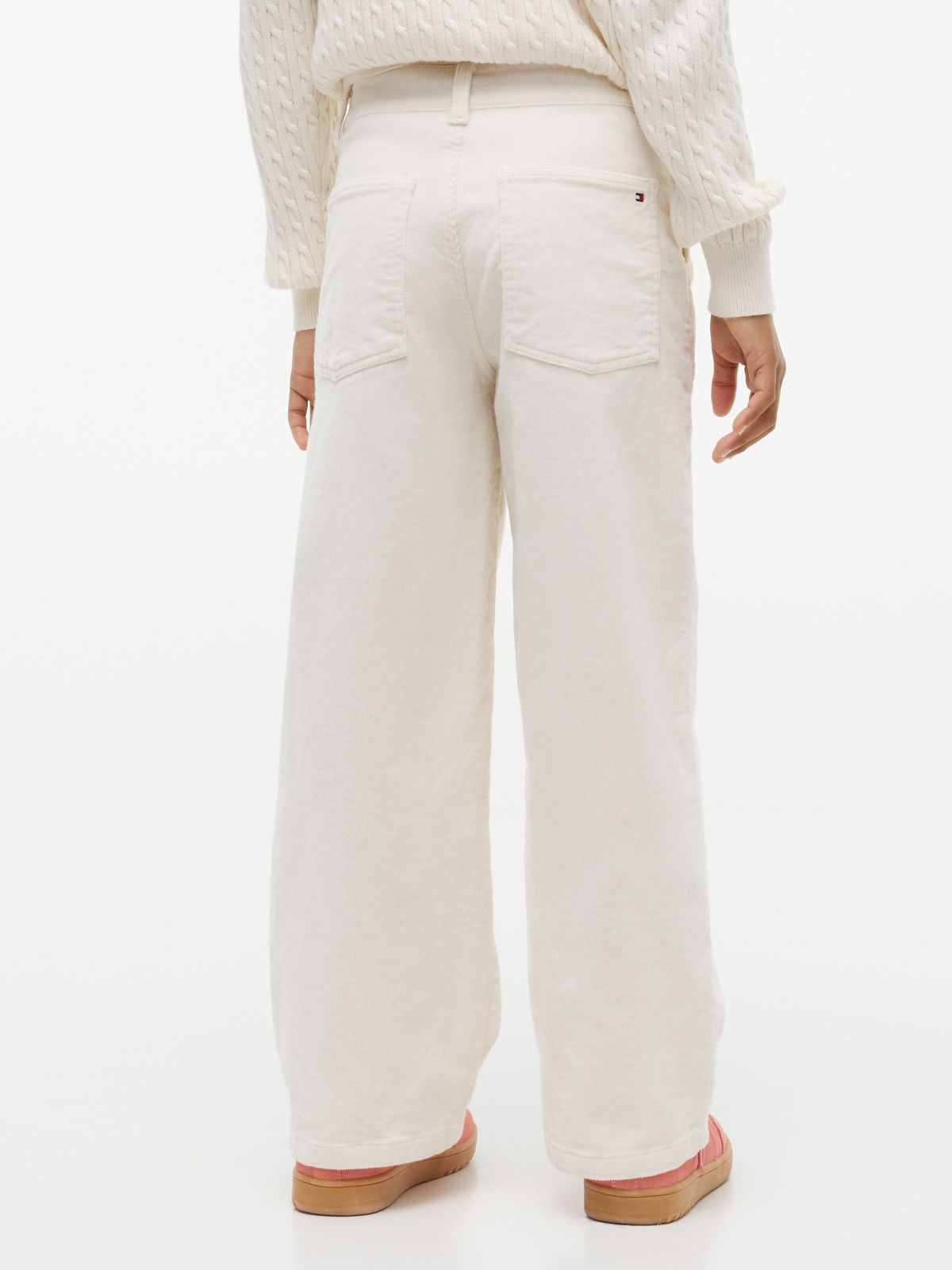 Corduroy Patch Pocket Straight Trousers — White