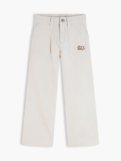 Corduroy Patch Pocket Straight Trousers — White 5