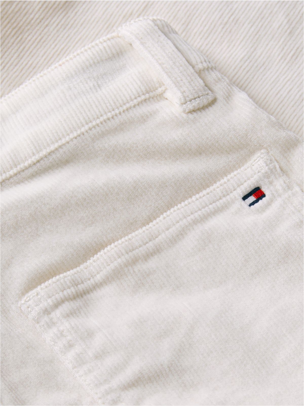 Corduroy Patch Pocket Straight Trousers — White