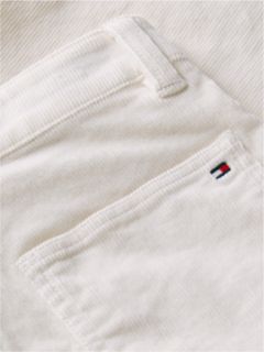 Corduroy Patch Pocket Straight Trousers — White 6