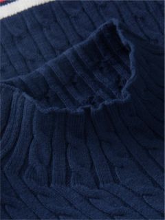 Cable Knit Slim Mock Neck Jumper — Blue 6