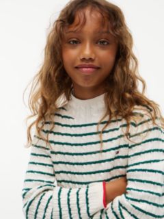 Cable Knit Slim Mock Neck Jumper — Green 3