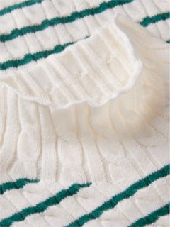Cable Knit Slim Mock Neck Jumper — Green 6