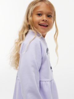 Flag Embroidery Relaxed Terry Sweatshirt Dress — Purple 2