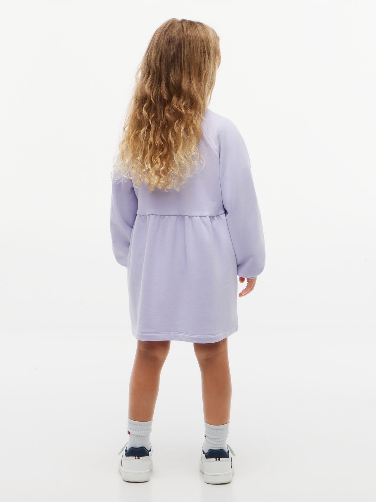 Flag Embroidery Relaxed Terry Sweatshirt Dress — Purple