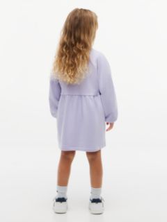Flag Embroidery Relaxed Terry Sweatshirt Dress — Purple 4