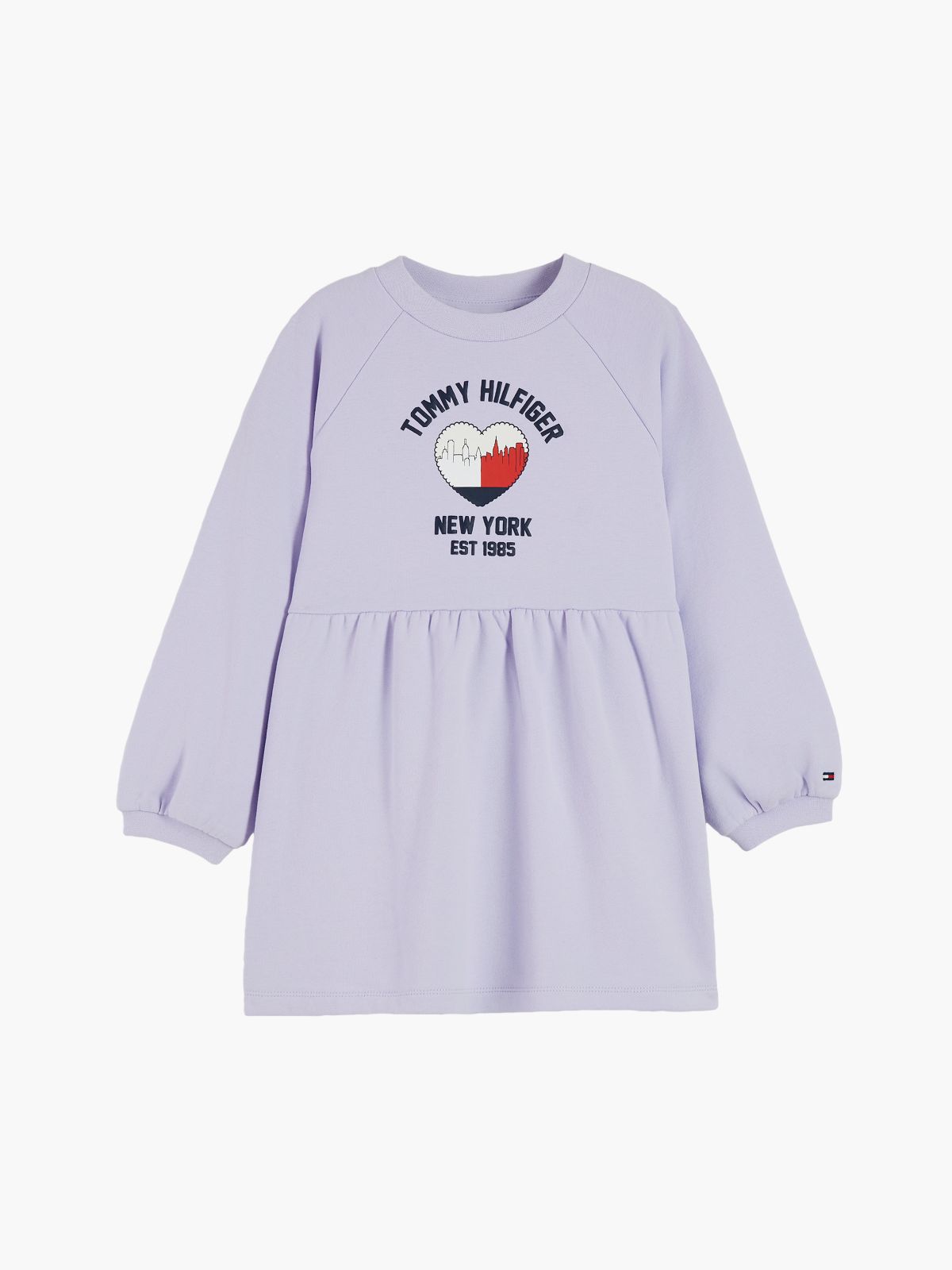 Flag Embroidery Relaxed Terry Sweatshirt Dress — Purple