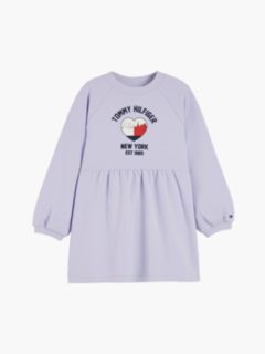 Flag Embroidery Relaxed Terry Sweatshirt Dress — Purple 5