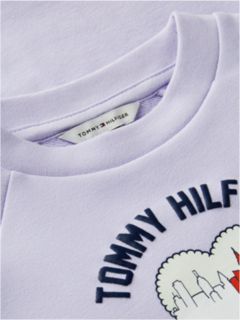 Flag Embroidery Relaxed Terry Sweatshirt Dress — Purple 6