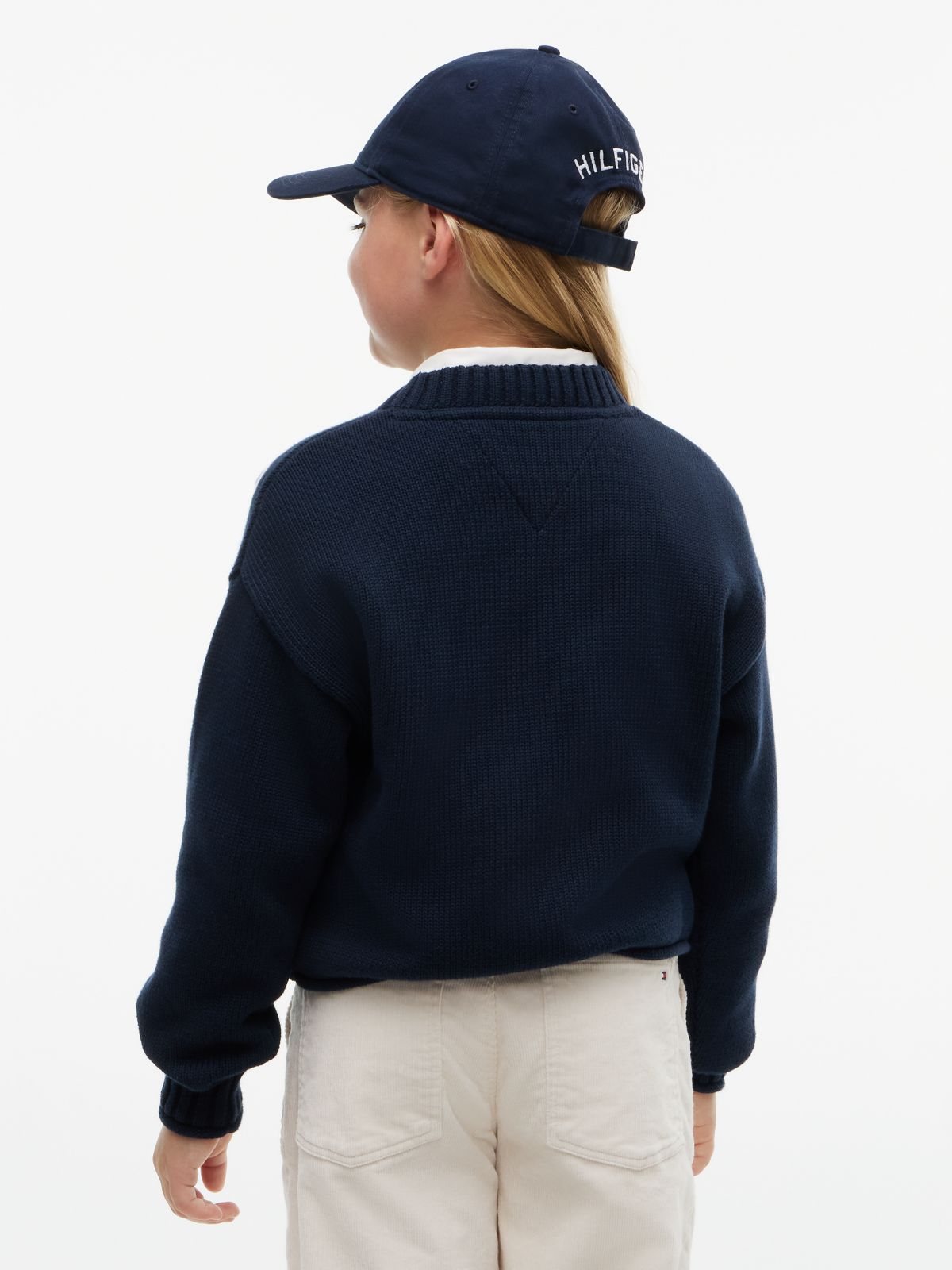 Star Embroidery Relaxed Balloon Sleeve Jumper — Blue