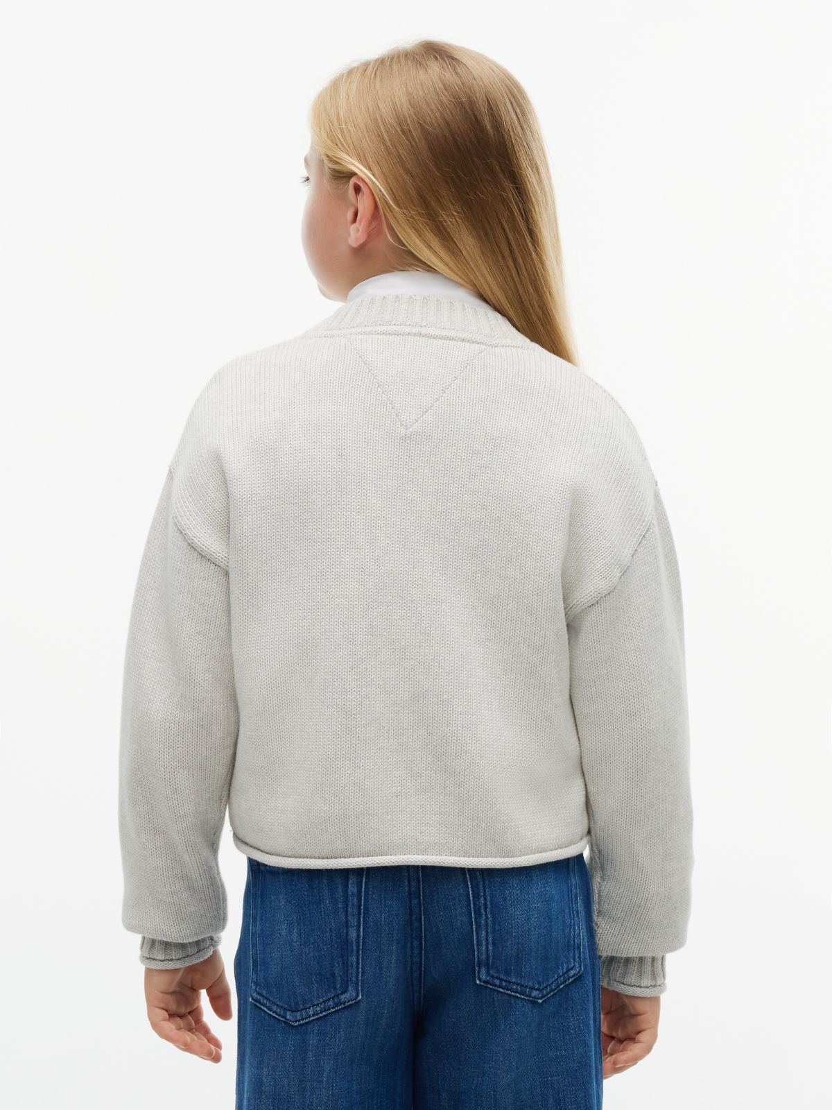 Star Embroidery Relaxed Balloon Sleeve Jumper — Grey