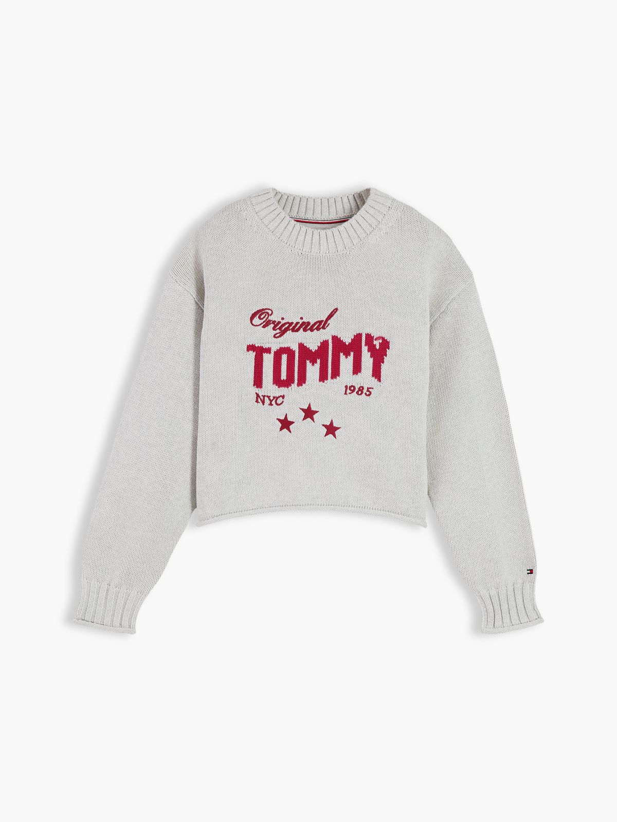 Star Embroidery Relaxed Balloon Sleeve Jumper — Grey