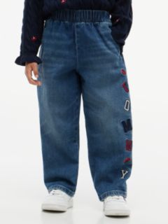 Patch Logo Barrel Leg Jeans — Blue 2
