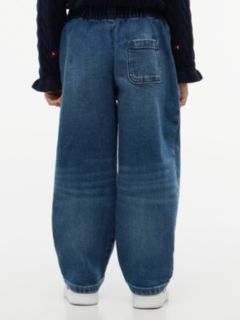 Patch Logo Barrel Leg Jeans — Blue 4