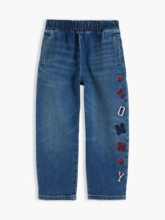 Patch Logo Barrel Leg Jeans — Blue 5