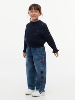 Patch Logo Barrel Leg Jeans — Blue 1
