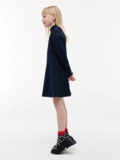 Essential Ribbed Mock Neck Skater Dress — Blue 3