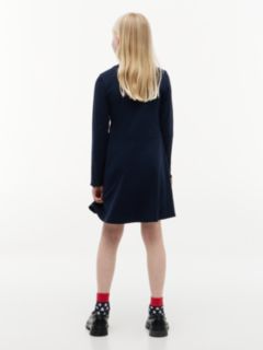 Essential Ribbed Mock Neck Skater Dress — Blue 4
