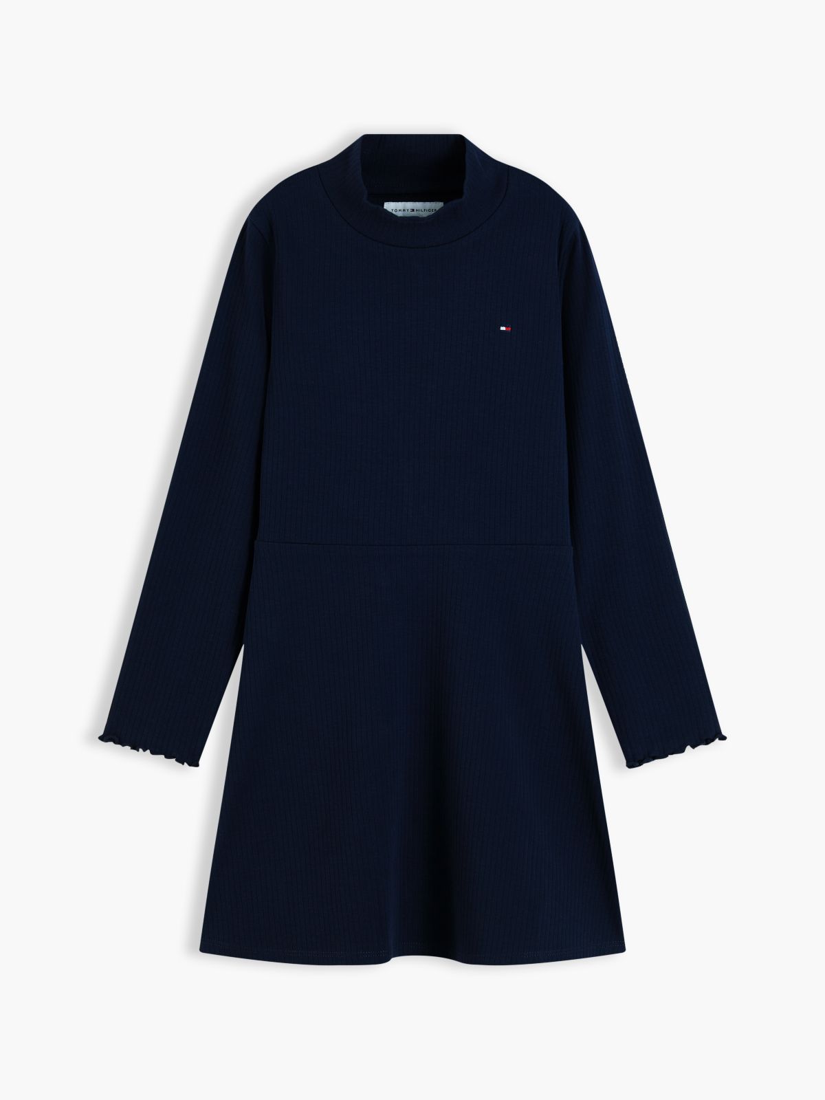Essential Ribbed Mock Neck Skater Dress — Blue