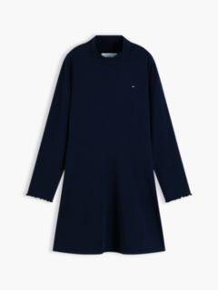 Essential Ribbed Mock Neck Skater Dress — Blue 5