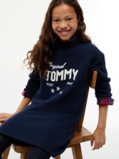 Intarsia Logo Relaxed Jumper Dress — Blue 2