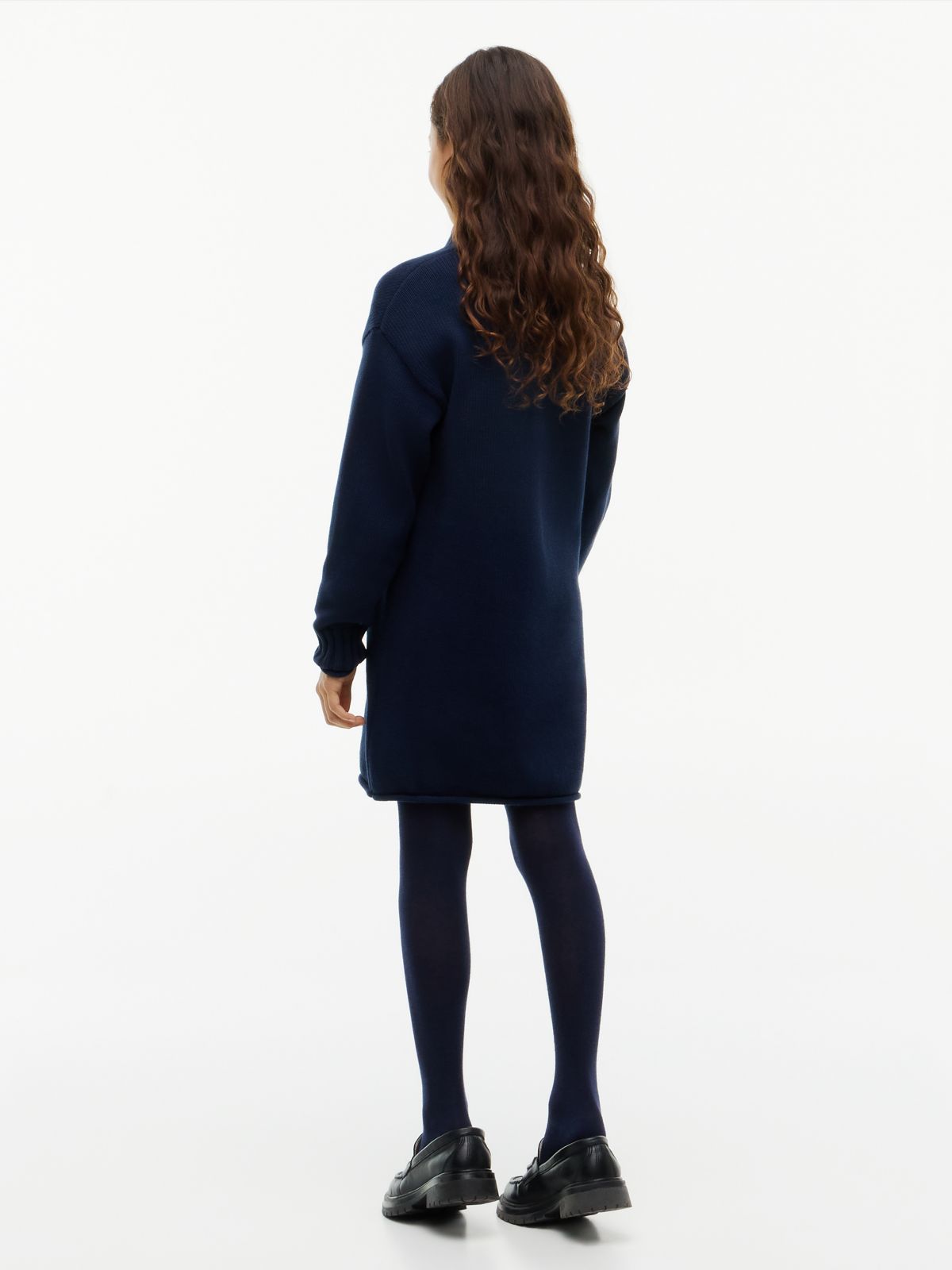 Intarsia Logo Relaxed Jumper Dress — Blue