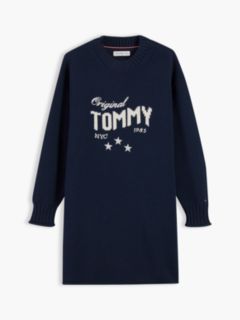 Intarsia Logo Relaxed Jumper Dress — Blue 5