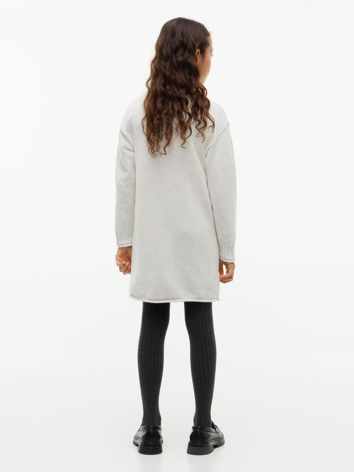 Intarsia Logo Relaxed Jumper Dress — Grey