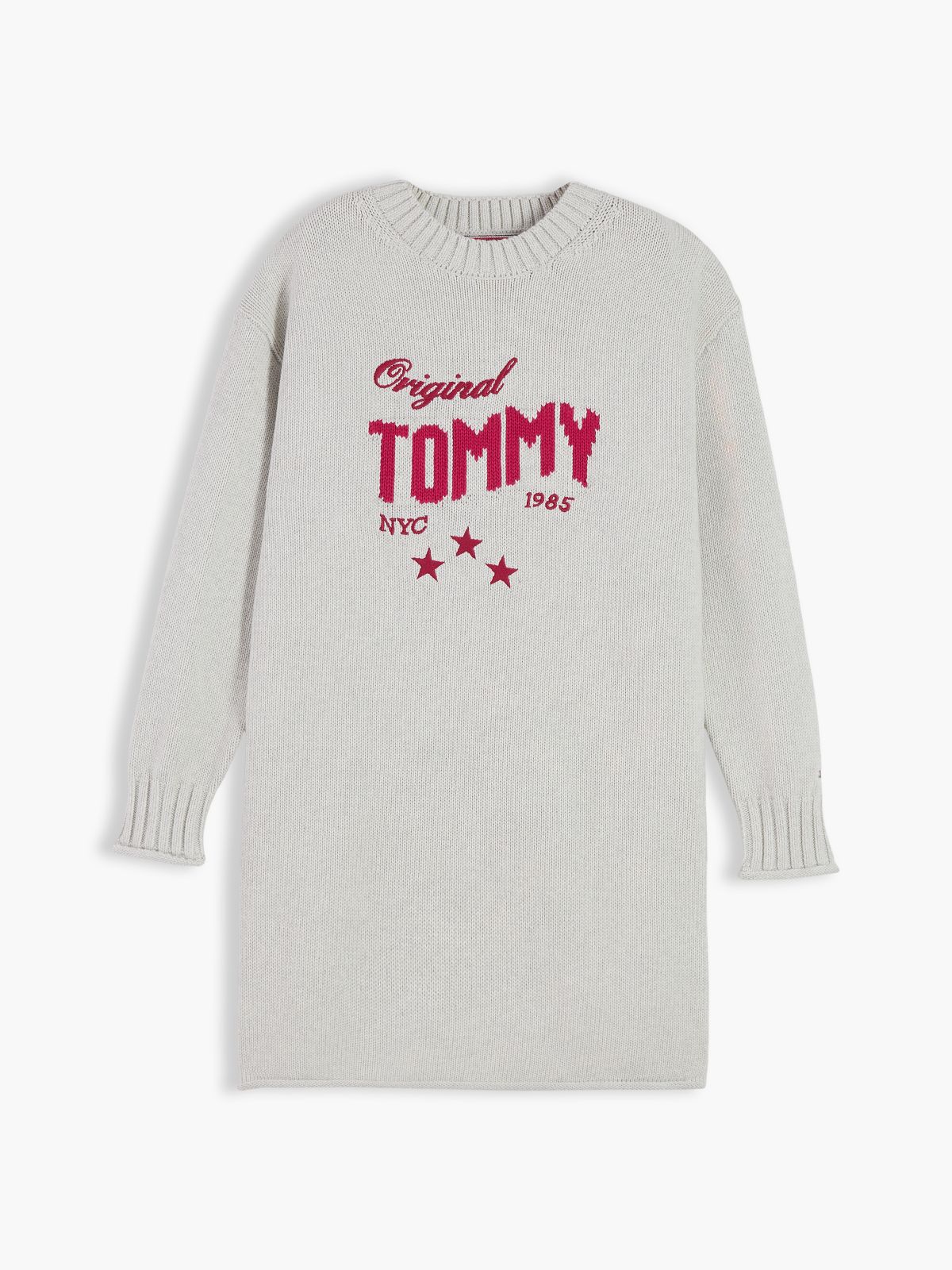 Intarsia Logo Relaxed Jumper Dress — Grey