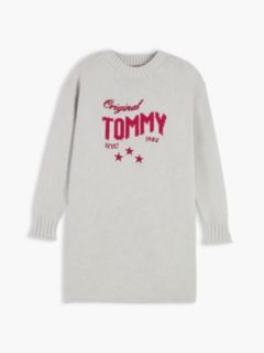 Intarsia Logo Relaxed Jumper Dress — Grey 5
