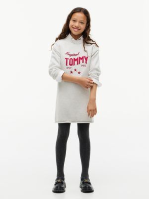 grey intarsia logo relaxed jumper dress for girls tommy hilfiger
