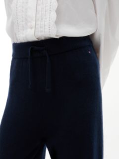 Drawstring Wide Leg Trousers With Wool — Blue 3