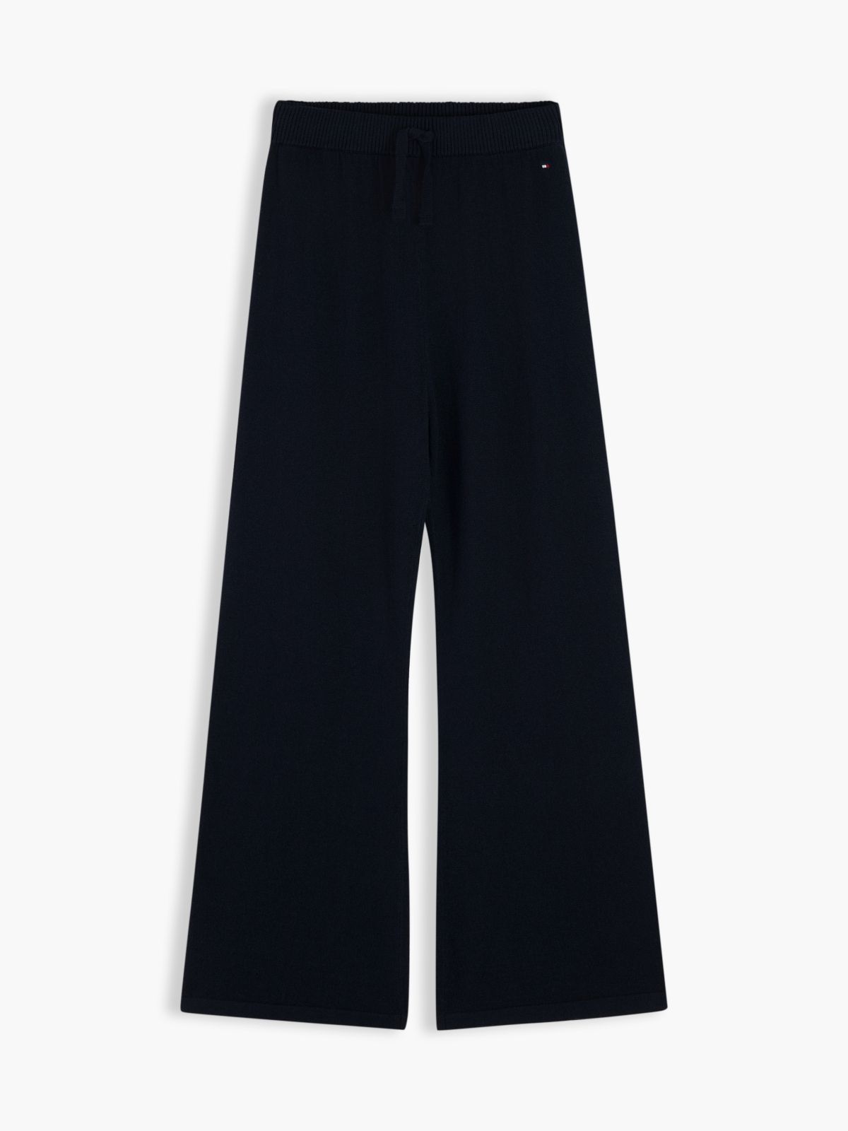 Drawstring Wide Leg Trousers With Wool — Blue