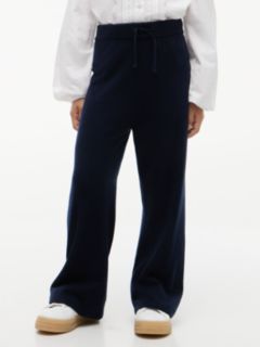Drawstring Wide Leg Trousers With Wool — Blue 1