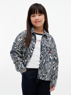 denim relaxed fit zebra print denim shirt for girls tommy hilfiger
