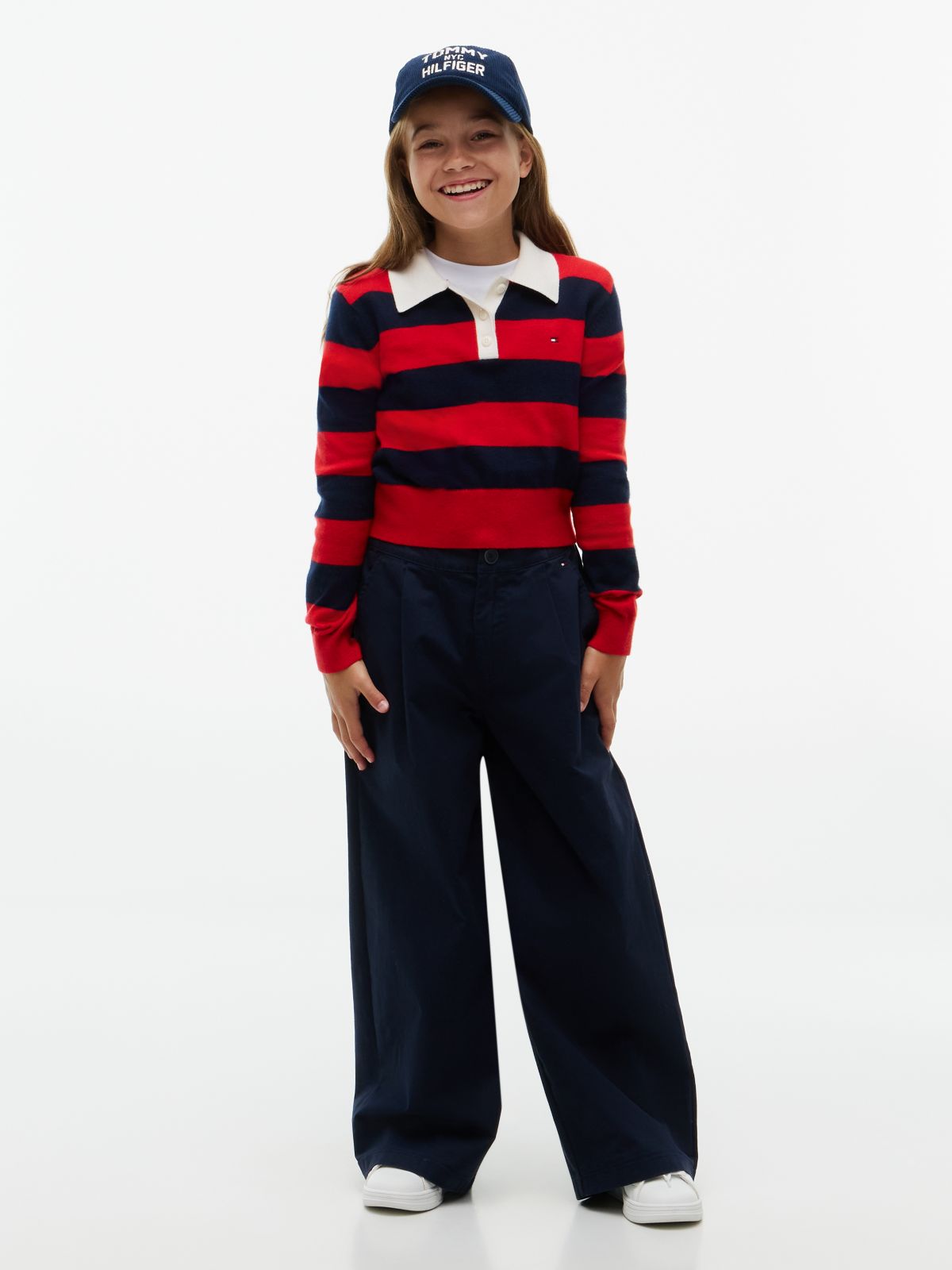 Essential Wide Leg Twill Trousers — Blue