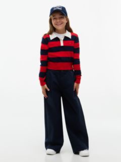 Essential Wide Leg Twill Trousers — Blue 2